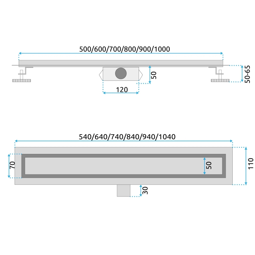 REA-G6600 - Canaleta de desagüe lineal PURE NEOX 50 cm negro mate