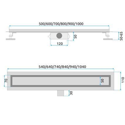 REA-G6605 - Canaleta de desagüe PURE NEOX 100 cm negro mate