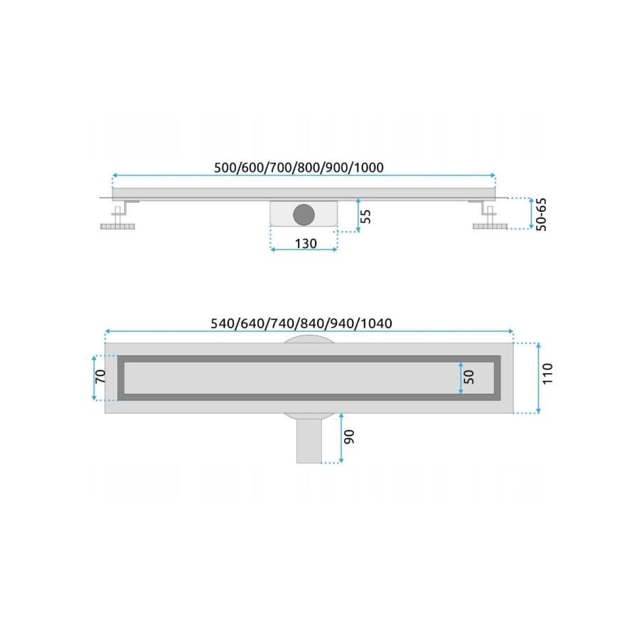 REA-G7802 - Canaleta de desagüe NEOX PRO 70 cm acero inoxidable/negro