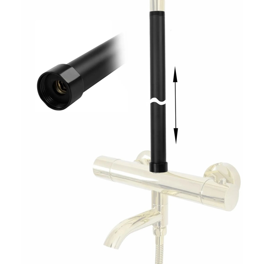 REA-K0880 - Barra de extensión para kit de ducha/bañera 51,5 cm, negro mate