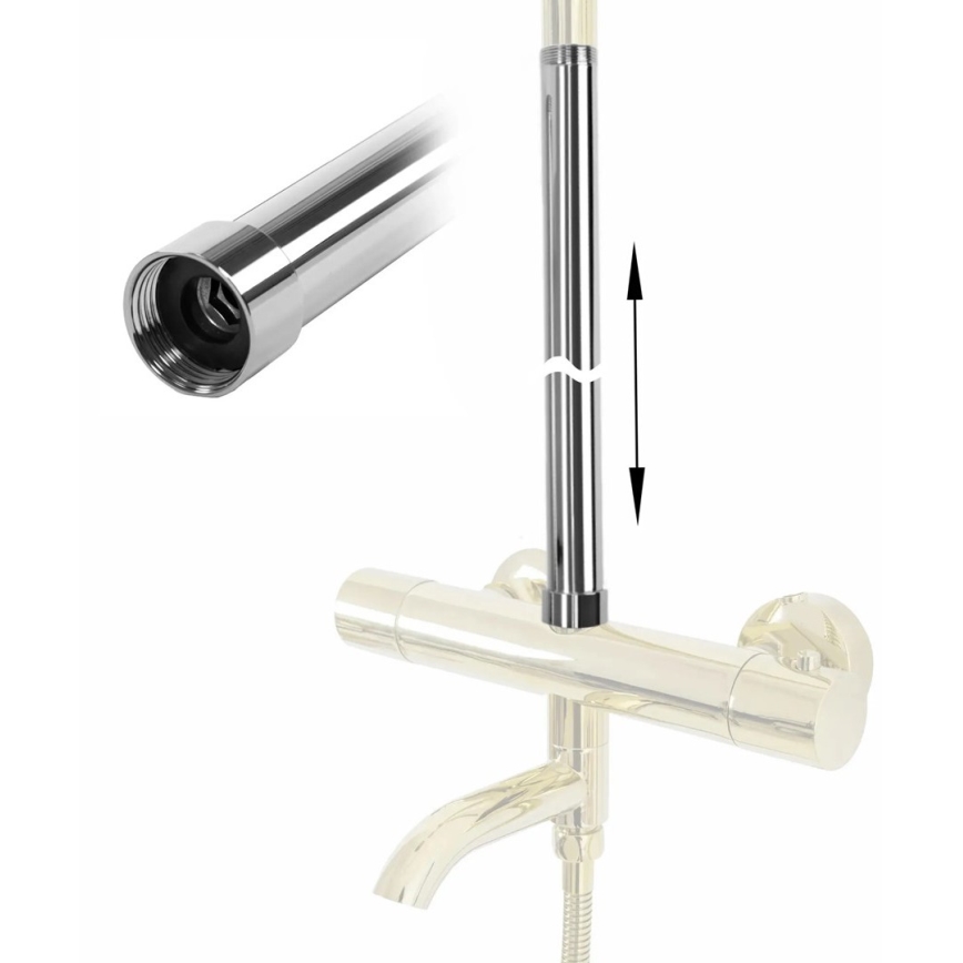 REA-K0881 - Barra de extensión para conjunto de ducha/bañera, 51,5 cm, acabado cromo brillante