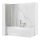 REA-K9777 - Mampara plegable para bañera AGAT 140x100 cm, acabado oro cepillado/cristal transparente