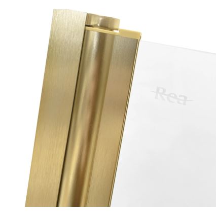 REA-K9777 - Mampara plegable para bañera AGAT 140x100 cm, acabado oro cepillado/cristal transparente