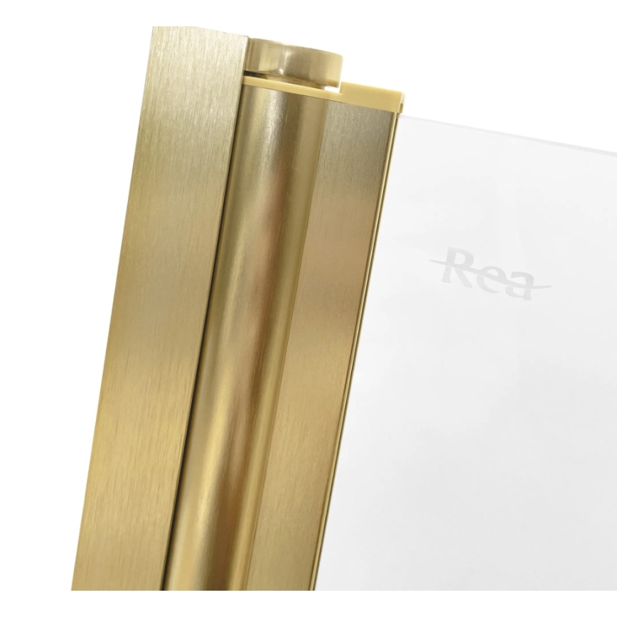 REA-K9777 - Mampara plegable para bañera AGAT 140x100 cm, acabado oro cepillado/cristal transparente