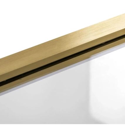 REA-K9777 - Mampara plegable para bañera AGAT 140x100 cm, acabado oro cepillado/cristal transparente
