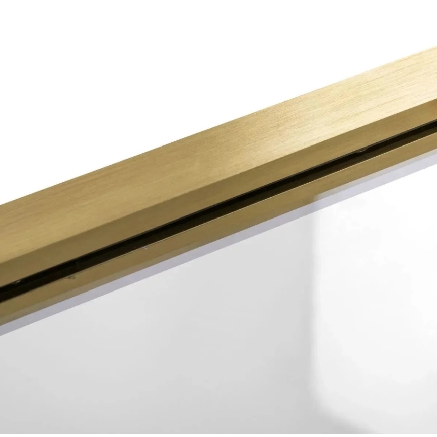 REA-K9777 - Mampara plegable para bañera AGAT 140x100 cm, acabado oro cepillado/cristal transparente