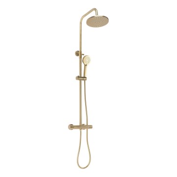 REA-P2323 - Juego de ducha con grifo termostático PAROT, acabado oro cepillado