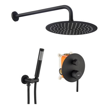 REA-P4100 - Juego de ducha con grifo empotrado LUNGO negro