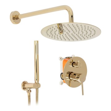 REA-P4110 - Juego de ducha LUNGO con grifería empotrada, acabado dorado