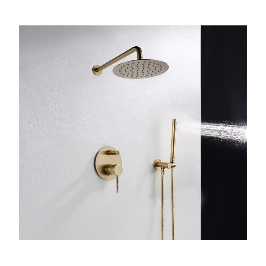 REA-P4110 - Juego de ducha LUNGO con grifería empotrada, acabado dorado