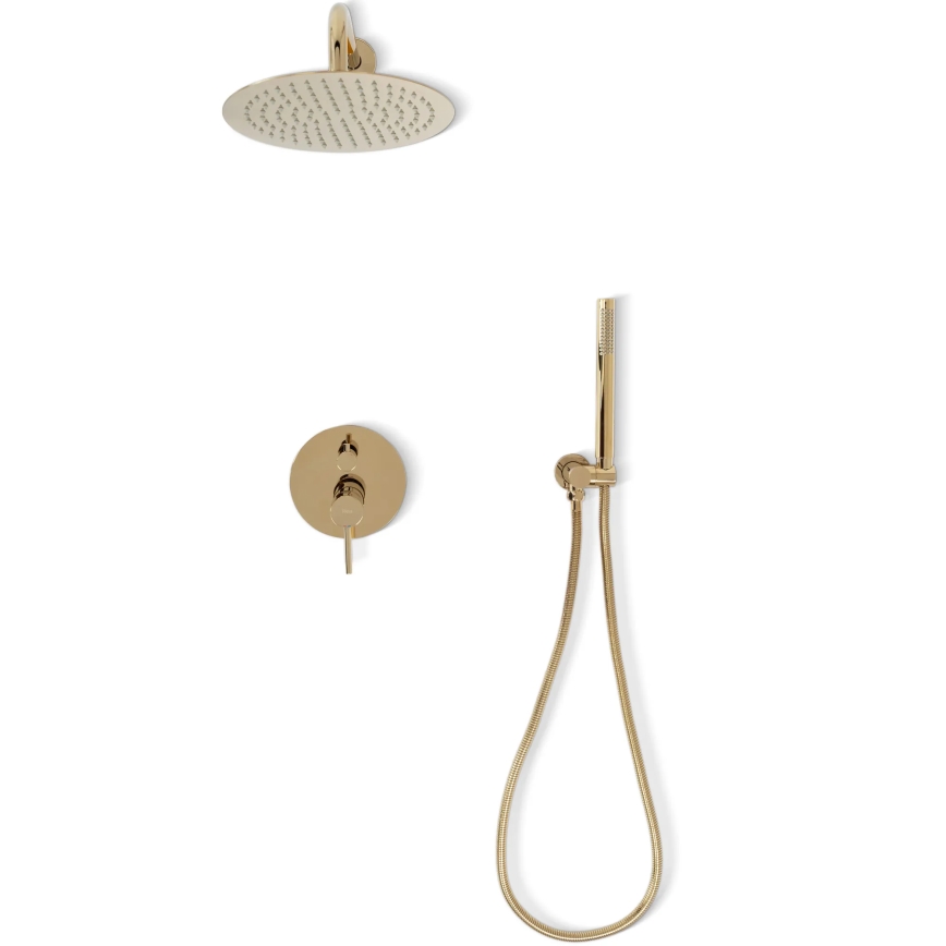 REA-P4110 - Juego de ducha LUNGO con grifería empotrada, acabado dorado