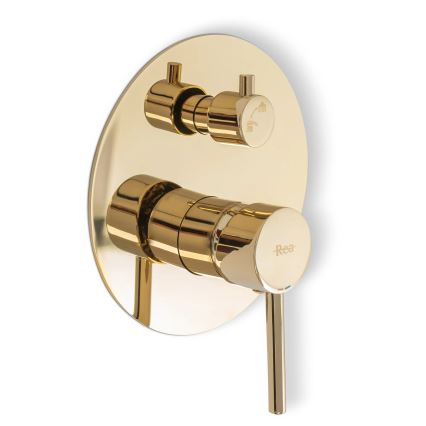 REA-P4110 - Juego de ducha LUNGO con grifería empotrada, acabado dorado