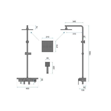REA-P4121 - Juego de ducha BRAVO con grifería, acabado en oro cepillado