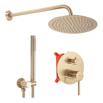 REA-P4160 - Juego de ducha con grifería empotrada LUNGO oro cepillado