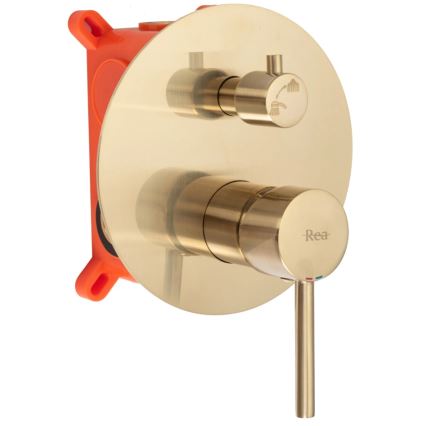 REA-P4160 - Juego de ducha con grifería empotrada LUNGO oro cepillado