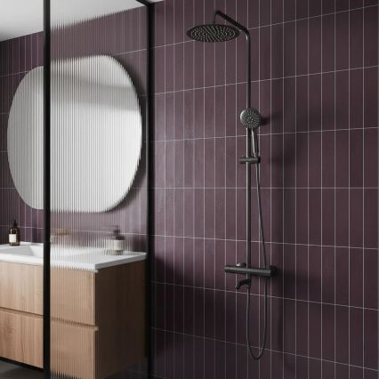 REA-P6386 - Set de ducha con mezclador termostático LUNGO titanio