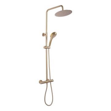 REA-P6602 - Juego de ducha con grifería termostática VINCENT, acabado dorado cepillado