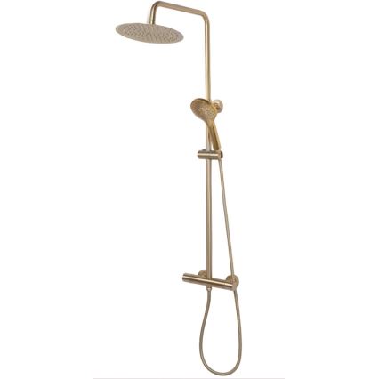 REA-P6602 - Juego de ducha con grifería termostática VINCENT, acabado dorado cepillado
