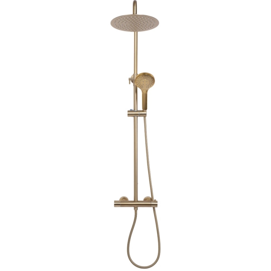 REA-P6602 - Juego de ducha con grifería termostática VINCENT, acabado dorado cepillado