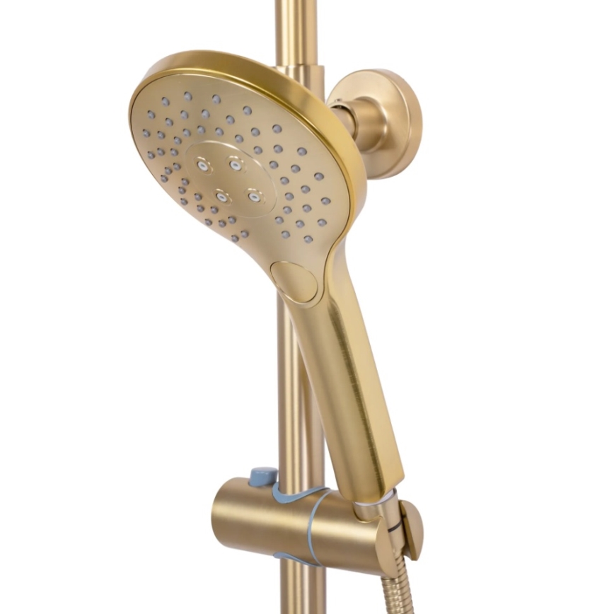 REA-P6602 - Juego de ducha con grifería termostática VINCENT, acabado dorado cepillado