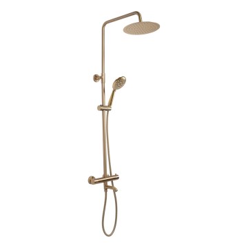 REA-P6604 - Juego de ducha con grifo termostático LUNGO acabado en oro cepillado