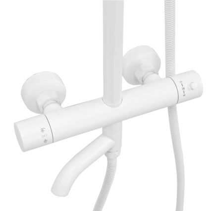 REA-P6608 - Juego de ducha con grifo termostático LUNGO blanco mate