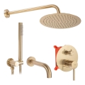 REA-P6609 - Set de ducha con grifo termostático empotrado LUNGO, acabado en oro cepillado