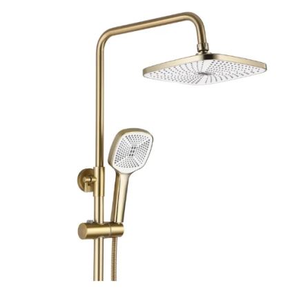 REA-P7841 - Juego de ducha ARGUS con grifo mezclador, acabado oro cepillado