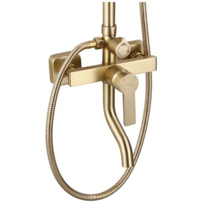 REA-P7841 - Juego de ducha ARGUS con grifo mezclador, acabado oro cepillado