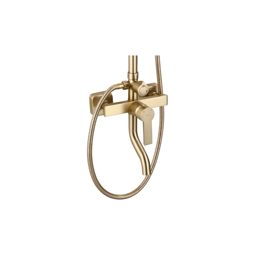 REA-P7841 - Juego de ducha ARGUS con grifo mezclador, acabado oro cepillado