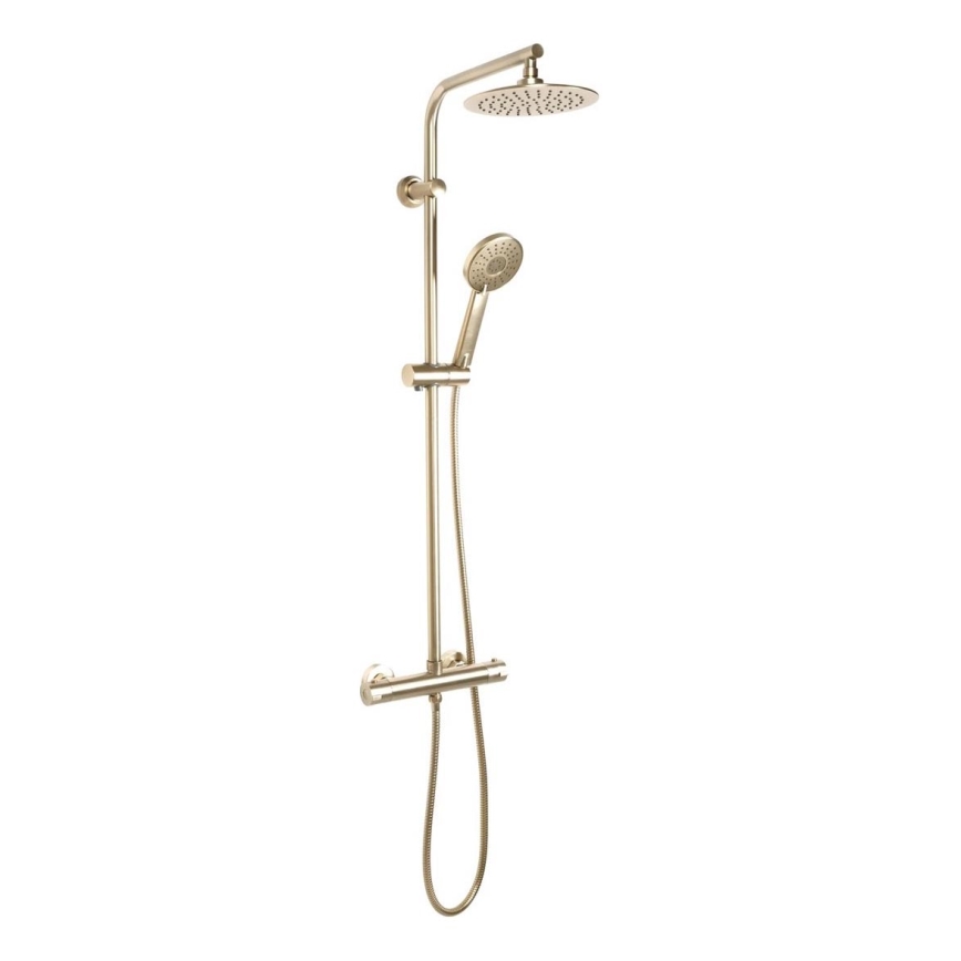 REA-P8413 - Juego de ducha con grifo termostático BLISS en oro cepillado