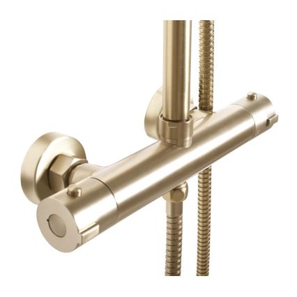 REA-P8413 - Juego de ducha con grifo termostático BLISS en oro cepillado