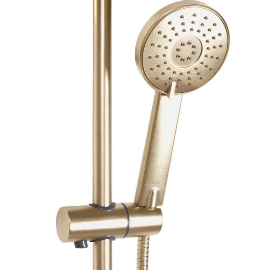 REA-P8413 - Juego de ducha con grifo termostático BLISS en oro cepillado