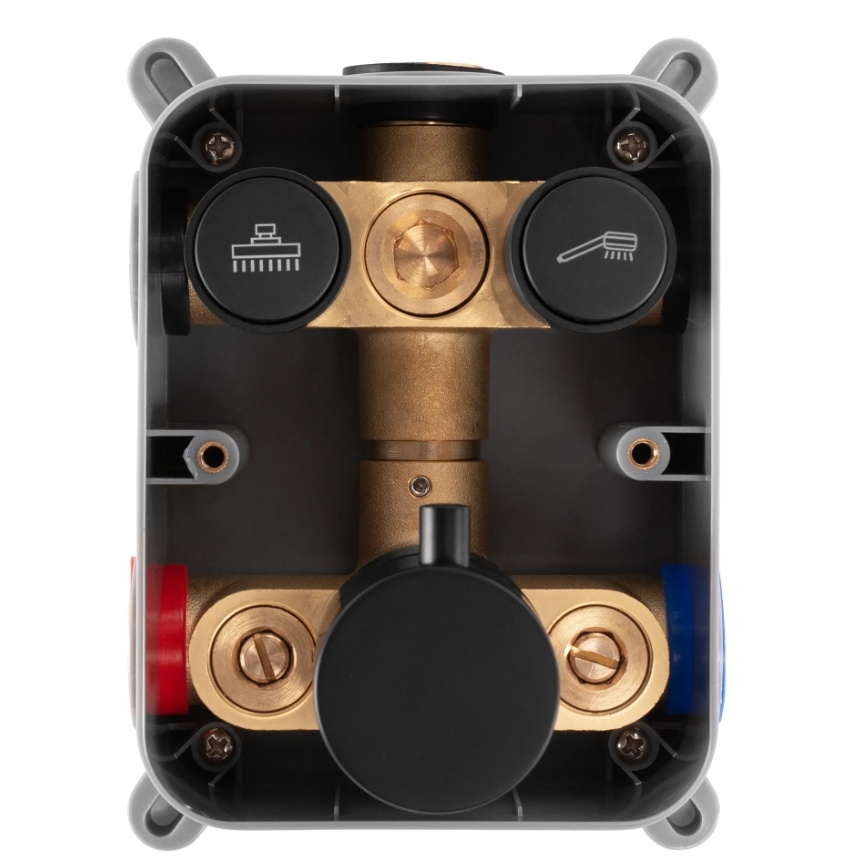 REA-P8551 - Conjunto de ducha LUNGO con mezclador termostático empotrado, acabado en oro cepillado