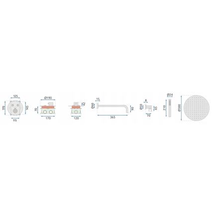 REA-P8551 - Conjunto de ducha LUNGO con mezclador termostático empotrado, acabado en oro cepillado