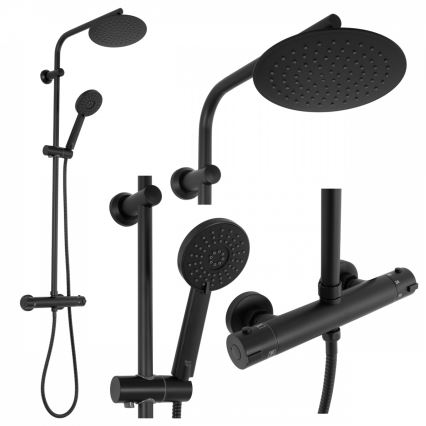 REA-P8804 - Set de ducha con grifería termostática BLISS negro mate
