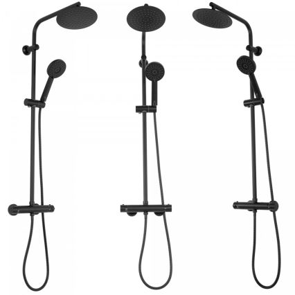 REA-P8804 - Set de ducha con grifería termostática BLISS negro mate