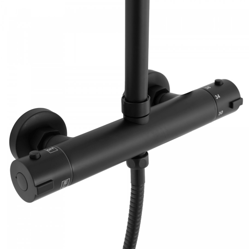 REA-P8804 - Set de ducha con grifería termostática BLISS negro mate