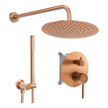 REA-P8809 - Set de ducha LUNGO con grifo empotrado, acabado en cobre cepillado