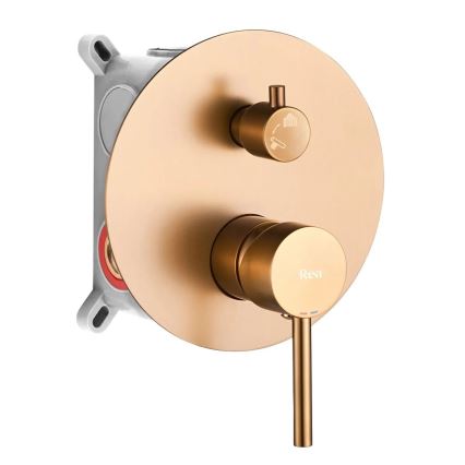 REA-P8809 - Set de ducha LUNGO con grifo empotrado, acabado en cobre cepillado