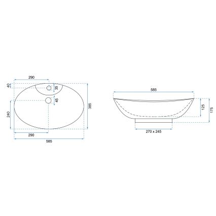 REA-U0160 - Lavabo sobre encimera ROSA 38,5x58,5 cm cerámica/blanco brillante
