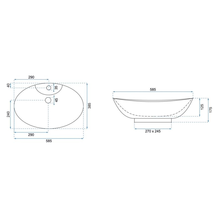 REA-U0160 - Lavabo sobre encimera ROSA 38,5x58,5 cm cerámica/blanco brillante