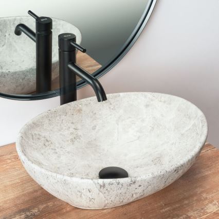 REA-U0165 - Lavabo para encimera SOFIA 34,5x41 cm cerámica/piedra clara