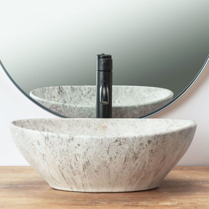 REA-U0165 - Lavabo para encimera SOFIA 34,5x41 cm cerámica/piedra clara