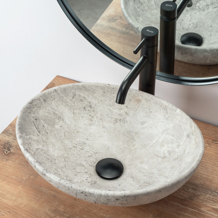 REA-U0165 - Lavabo para encimera SOFIA 34,5x41 cm cerámica/piedra clara
