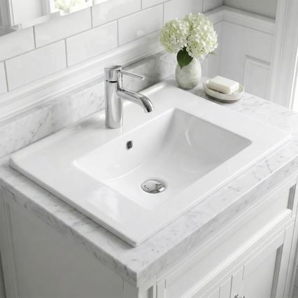 REA-U0190 - Lavabo empotrado DAFNE 46,5x72 cm cerámica/blanco brillante