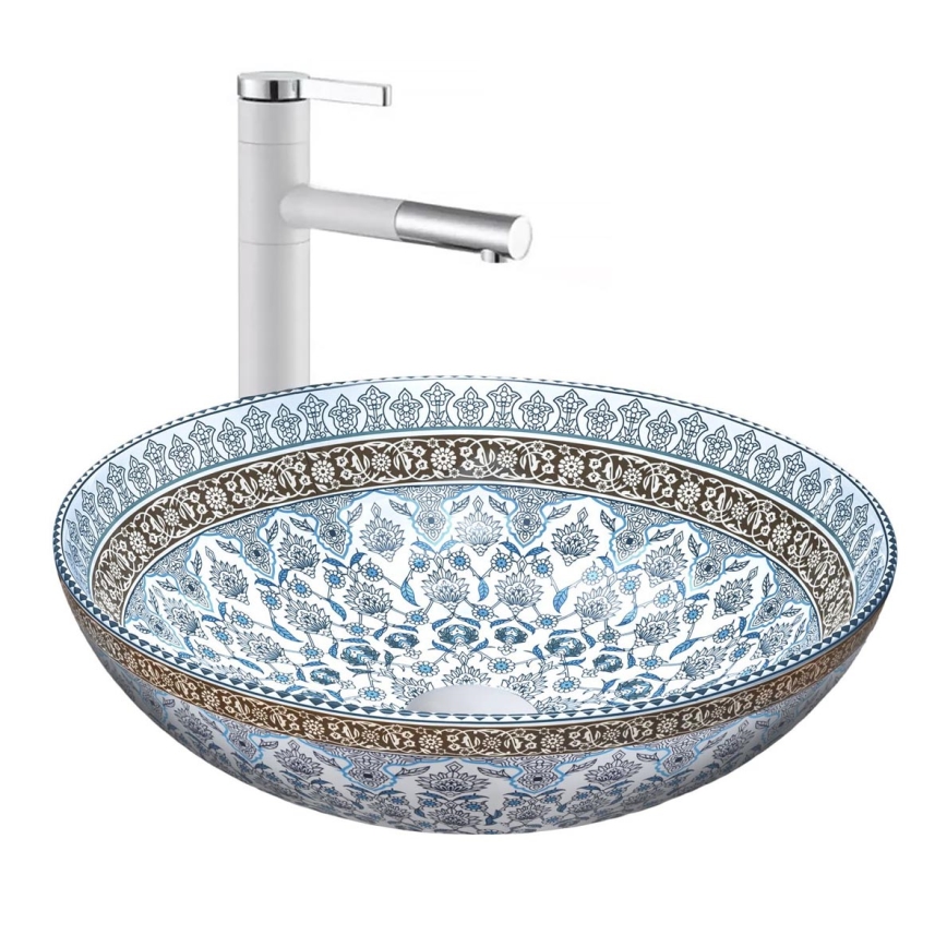 REA-U0267 - Lavabo sobre encimera ARTE Ø 40 cm cerámica/diseño ornamental