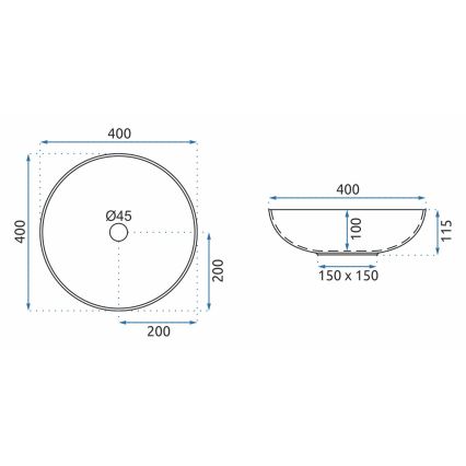 REA-U0267 - Lavabo sobre encimera ARTE Ø 40 cm cerámica/diseño ornamental