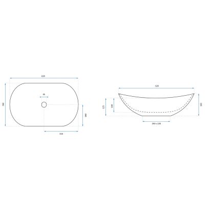 REA-U0441 - Lavabo sobre encimera ROYAL 35,5x61,5 cm cerámica/blanco brillante