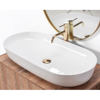 REA-U0563 - Lavabo para encimera CLEO 41x81 cm cerámica/blanco brillante